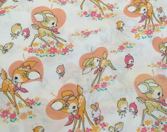Sweet Vintage Deer Print Fabric - BTY - Flaws - PLEASE READ