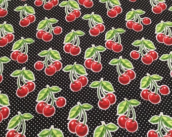 Cherries and Polka Dot Fabric - BTY