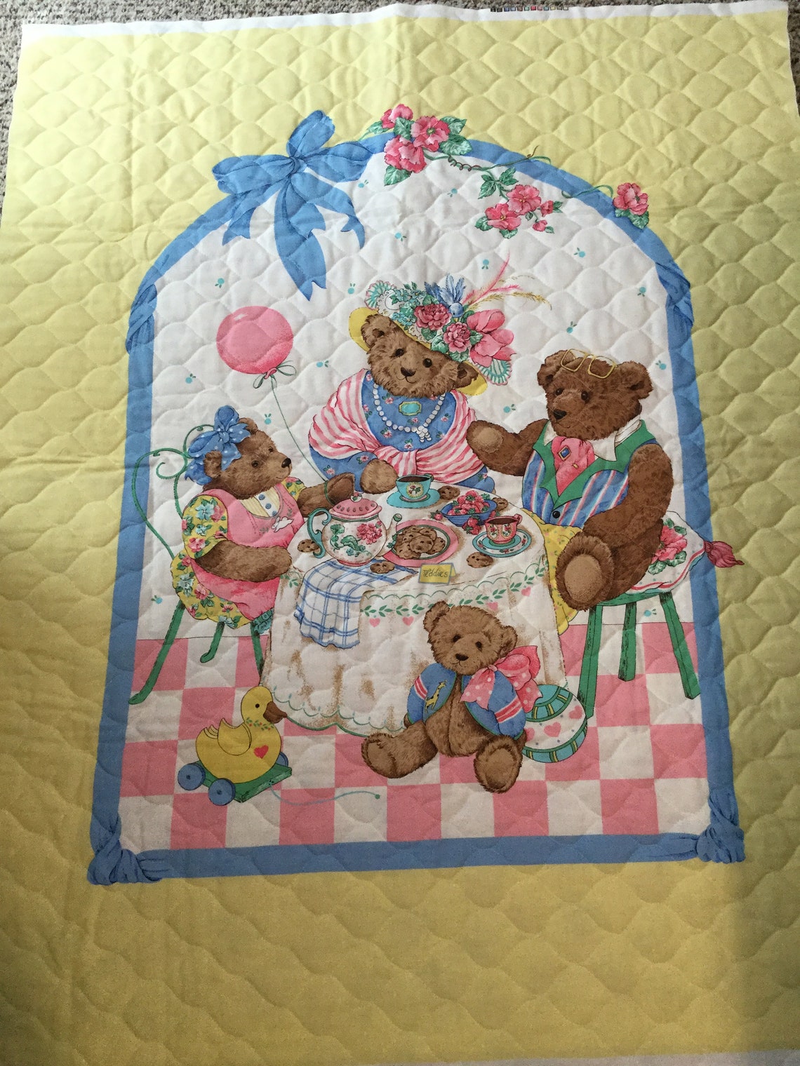 Quilted Baby Blanket Panel Double sided Teddy Bears DIY Etsy