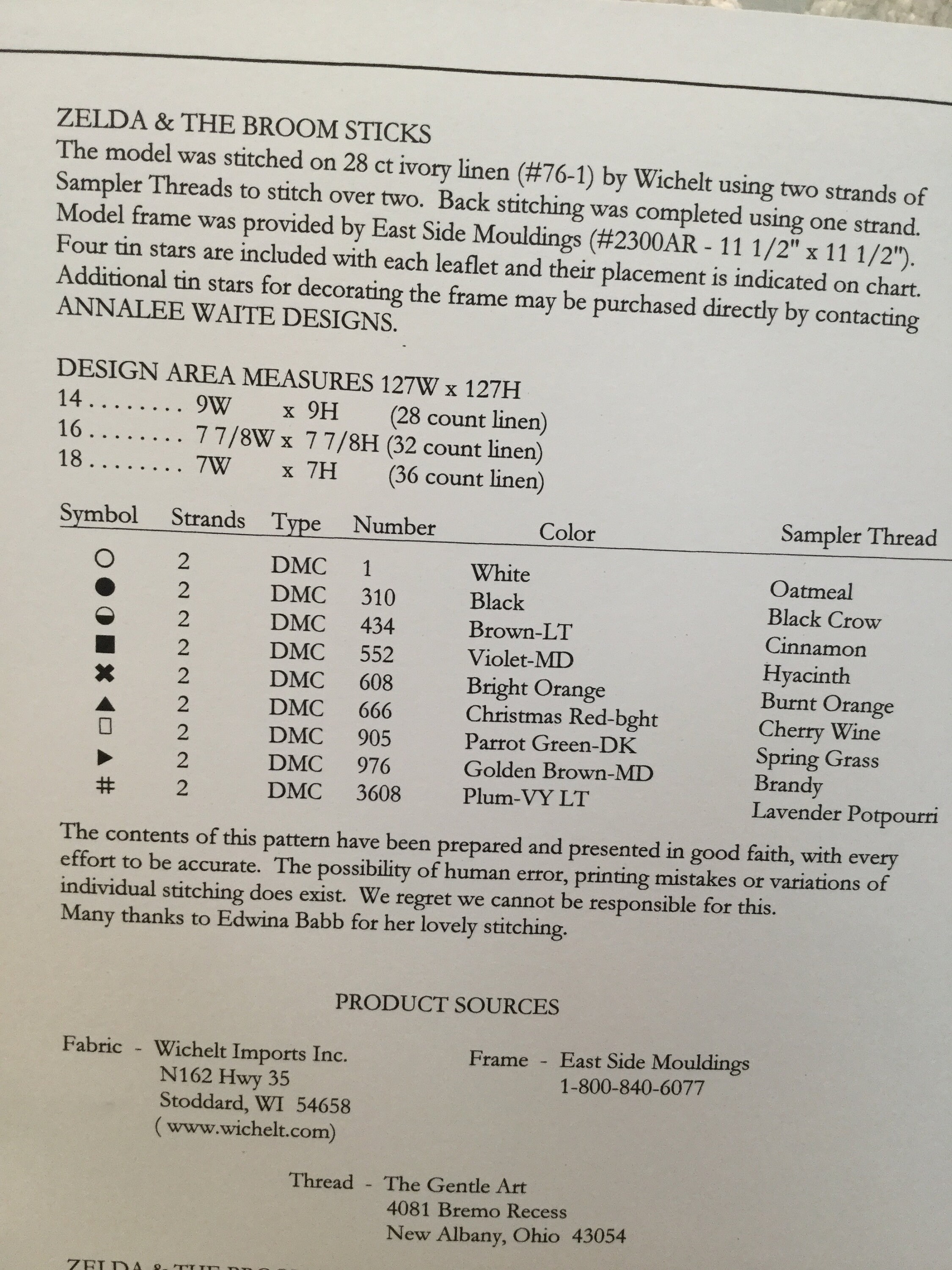 Zelda & the Broomsticks Counted Cross Stitch Pattern Etsy