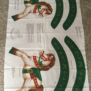 Christmas Rocking Horse Fabric Sewing Panel - Vintage - DIY