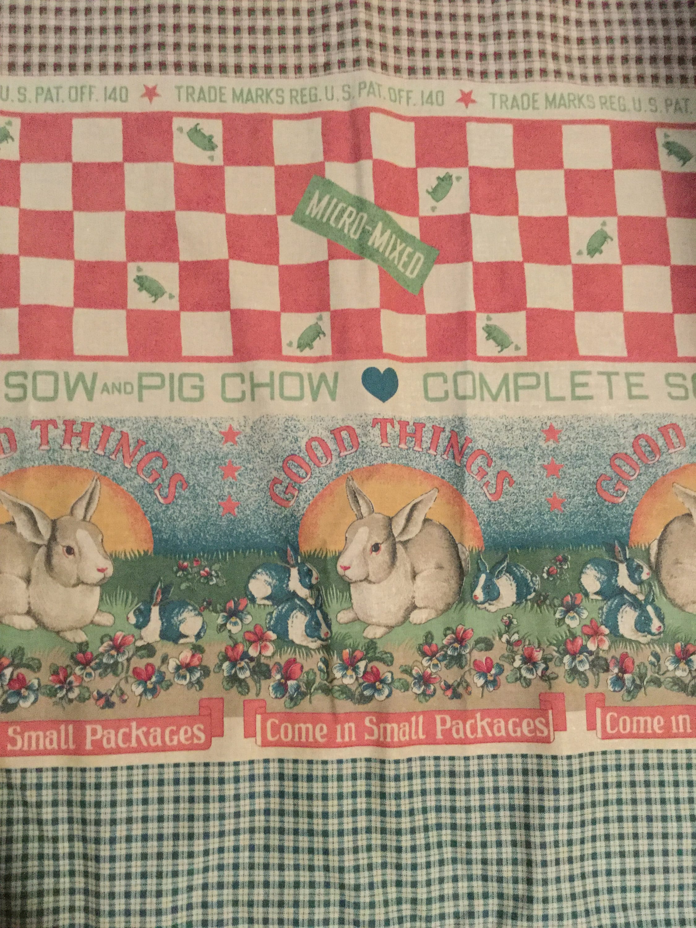 Farm Animal Feed Sack Print Fabric Vintage SO FUN | Etsy