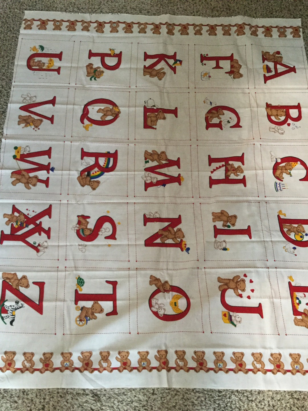 Alphabet Bears Fabric Sewing Panel DIY Vintage - Etsy