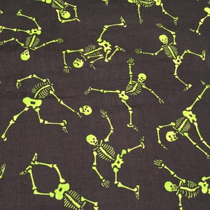 Fun Halloween Skeletons Fabric - BTY - Vintage