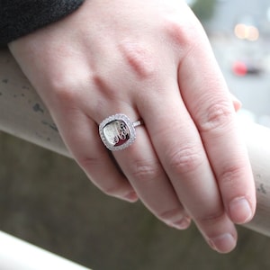 Sterling Silver Monogram Square Nicole Initials Ring