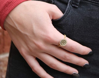 Monogramm Ring, Sterling Silber Ring, personalisierte Ring, Monogramm Schmuck, Kreis Monogramm Ring, erste Ring