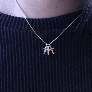Sterling Silver Tri Tone Cross Charm Necklace, Cross Charm, Cross Jewelry, Dainty Necklace, Easter Gift, Cross Collection