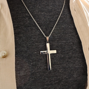 Stainless Steel Cross Necklace | Men&#39;s Necklace | Cross Men&#39;s Necklace |  Stainless Steel Rope Chain | Stainless Steel Men&#39;s Name Necklace