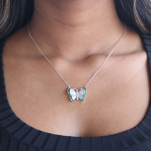 Sterling Silver Butterfly Necklace, Colorful Butterfly Necklace, Dainty Butterfly Necklace, Butterfly Minimal Necklace, Butterfly Pendant
