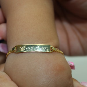 14K Gold Plated Baby Bracelet, Baby ID Bracelet, Baby Gifts, Sterling Silver Baby Bracelet, Baby Name Jewelry