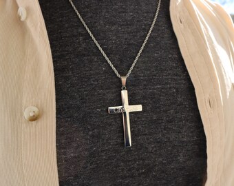 Stainless Steel Cross Necklace | Men's Necklace | Cross Men's Necklace |  Stainless Steel Rope Chain | Stainless Steel Men's Name Necklace