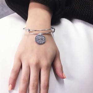 Monogrammed Bracelet, Personalized Bangle,  German Silver , Expandable Engraved Bangles