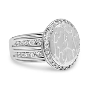 Sterling Silver Monogram Engravable Ruby Ring, Initials Ring, Promise Ring