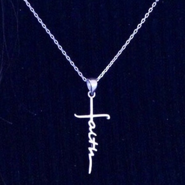 Sterling Silver Faith Cross Necklace and Earring Set