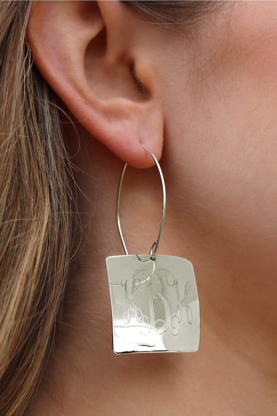 Sterling silver monogram earrings sale