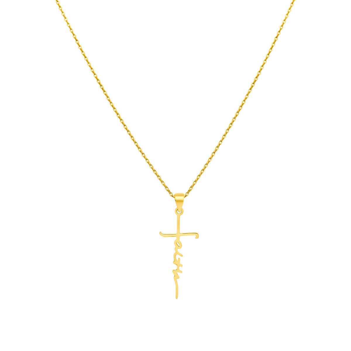 Sterling Silver Faith Cross Necklace and Earring Set