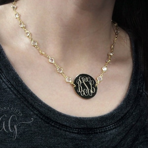 Monogrammed Jewelry, Crystal Necklace, Personalized Jewelry, Personalized Gift for Her
