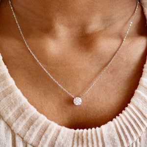 Moissanite Pendant Necklace, Moissanite Necklace, Flawless Diamond GRA Certified