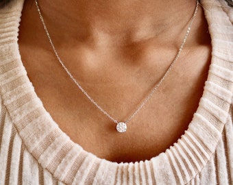 Moissanite Pendant Necklace, Moissanite Necklace, Flawless Diamond GRA Certified