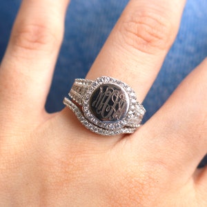 Sterling Silber Monogramm Ring, Sterling Silber Stapelring, Sterling Silber Mahy Ringset, trendige Ringe