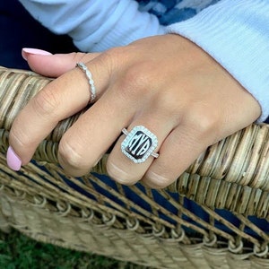 Personalized Sterling Silver Monogram Stacking Ring Set - Elegant Gift for Mom, Valentine&#39;s Day