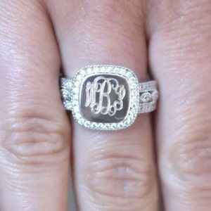 Sterling Silver Monogram Ring, Sterling Silver Ring, Monogram Rings, Monogram Jewelry, Initials Ring, Trendy Rings, Gift for Mom