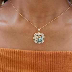 Sterling Silver Monogram Necklace, Sterling Silver Initial Necklace, Square Monogram Necklace, Monogram Pendant, Mothers Day Gift