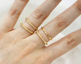 Gold Platte Ring Set, Sterling Silber Stapelring, minimalistische Ringe, trendige Ringe, zierliche Ringe, beliebte Ringe, zierliche Goldring Set