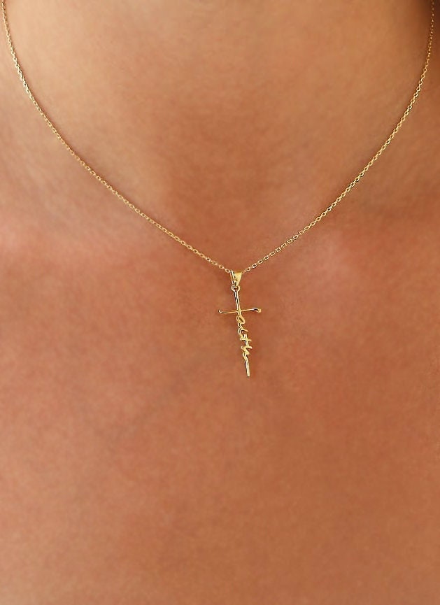 Sterling Silver Faith Cross Necklace and Earring Set