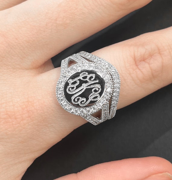 Sterling Silver Zane Oval Monogrammed Ring Stackable Monogram Ring 925 Monogram Ring Initial Ring Stacking Monogram Ring Etsy