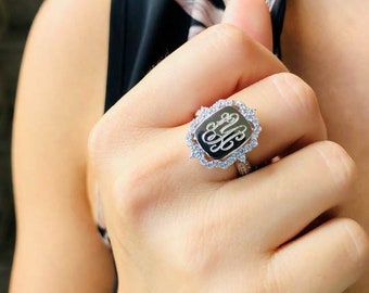 Monogram Sterling Silver Royal CZ Ring