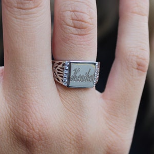 Sterling Silber Monogramm Ring, Sterling Silber Anfangsring, Sterling Silber Ring, personalisierte Ringe, Siena Ring, Geschenke für sie