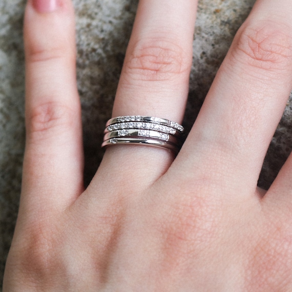 Elegant Sterling Silver Stackable Ring Sets: Dain… - image 4