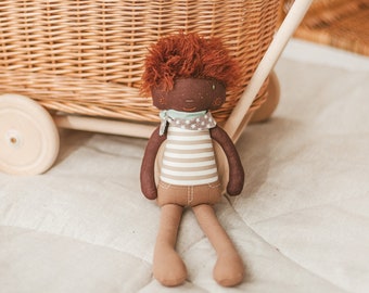 Afro Rag Doll, Bambola di stoffa, Regalo bambino, Bambola fatta a mano PRONTA PER LA SPEDIZIONE