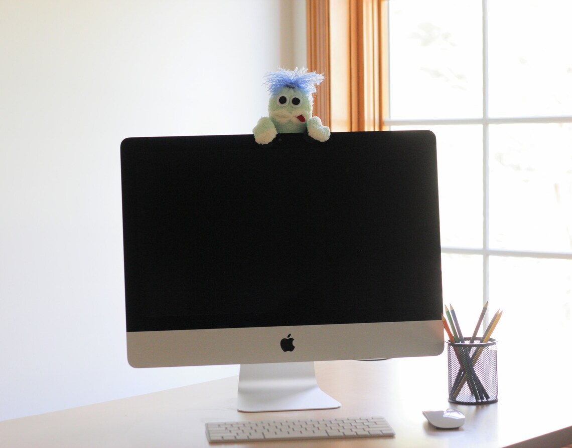 Quirky Computer Monitor Topper Green Sock Buddy Etsy