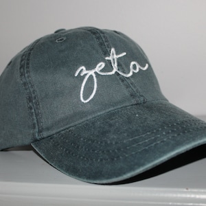 Navy Zeta Tau Alpha Hat Embroidered in White Script