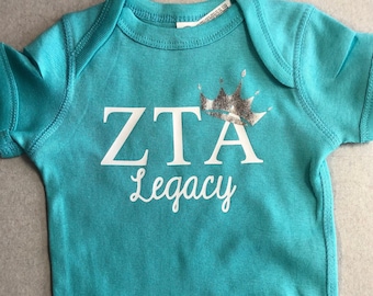 Zeta Tau Alpha Teal Baby Bodysuit