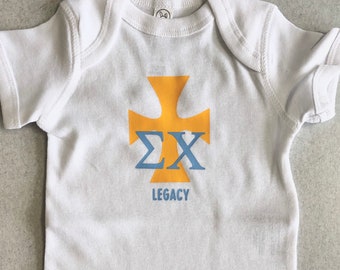 White Sigma Chi Fraternity Legacy Baby Bodysuit
