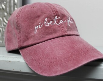 B Hot Pink Baseball Hat with White Thread Pi Phi Pi Beta Phi Sorority