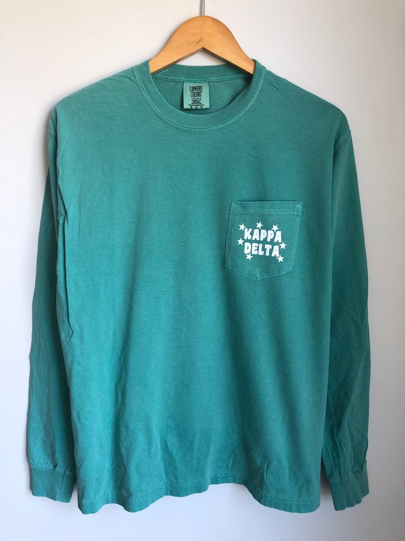 Seafoam Comfort Color Long Sleeve Pocket Tshirt With Star - Etsy