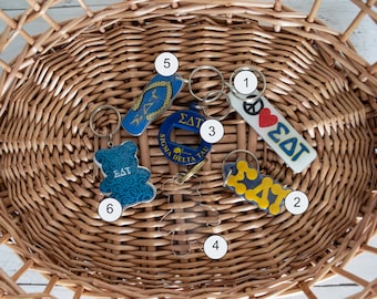 Sorority Keychains-Sigma Delta Tau | Sorority Sewn Letters | Sorority Sweatshirt | Sigma Delta Tau Letters | Sorority Gift | SDT Gift