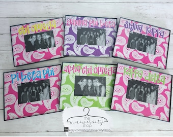 Sorority Picture Frames-Alpha Chi Omega, Kappa Delta (KD), Sigma Kappa, Chi Omega (XO), Gamma Phi Beta, Sigma Delta Tau, Delta Delta Pi