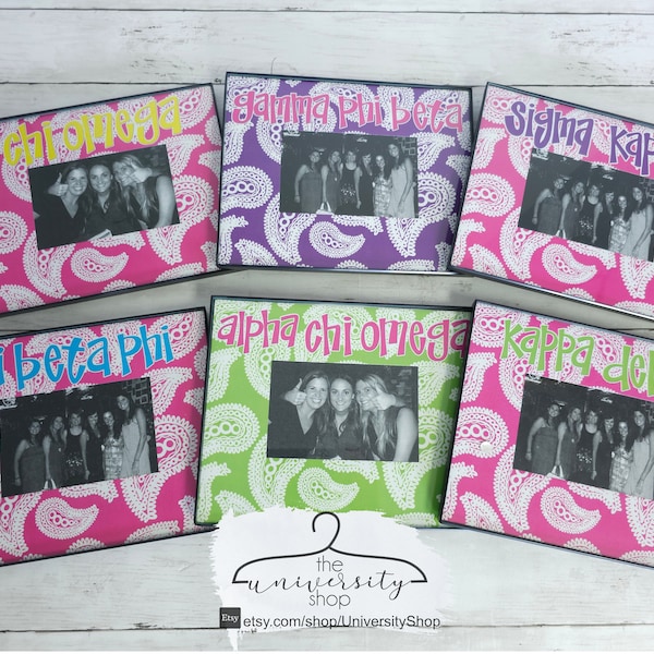 Sorority Picture Frames-Alpha Chi Omega, Kappa Delta (KD), Sigma Kappa, Chi Omega (XO), Gamma Phi Beta, Sigma Delta Tau, Delta Delta Pi