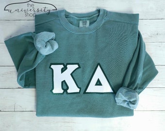 Kappa Delta | Sorority Sewn Letters | Greek Sewn Letters | Comfort Color Sweatshirt | Kappa Delta Gift | KD Sewn Letters | Kappa Delta