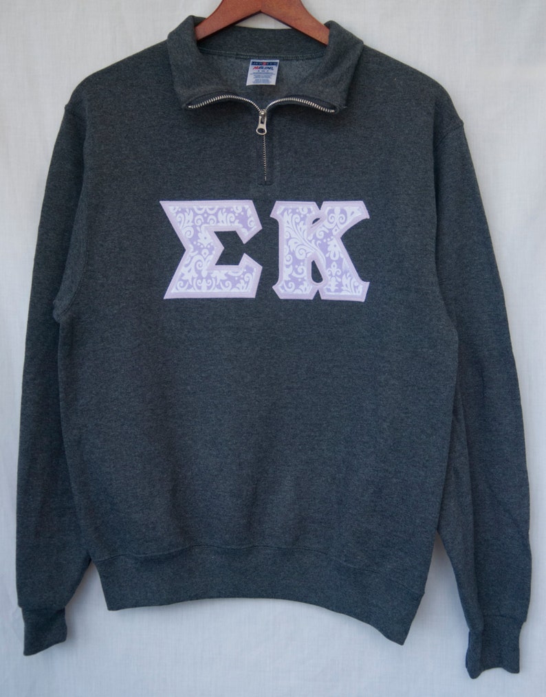 Charcoal Gray Quarter Zip With Lavender Damask Print on Etsy