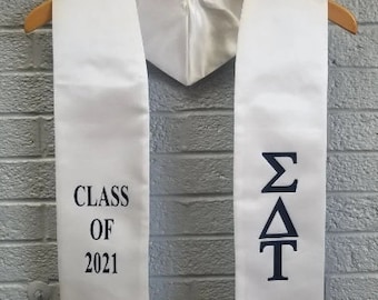 Graduation Stole | Class of 2024 | Fraternity Sewn Letters | Sorority Graduation Stole | Fraternity Graduation Stole | Sorority Sewn Letters