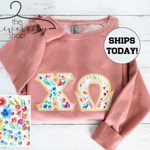 Chi Omega | Chi O | 97C | Sorority Sewn Letters | Chi Omega Letters | Sorority Sweatshirt | Sorority Family Shirt | Chi O Sweatshirt | Rose