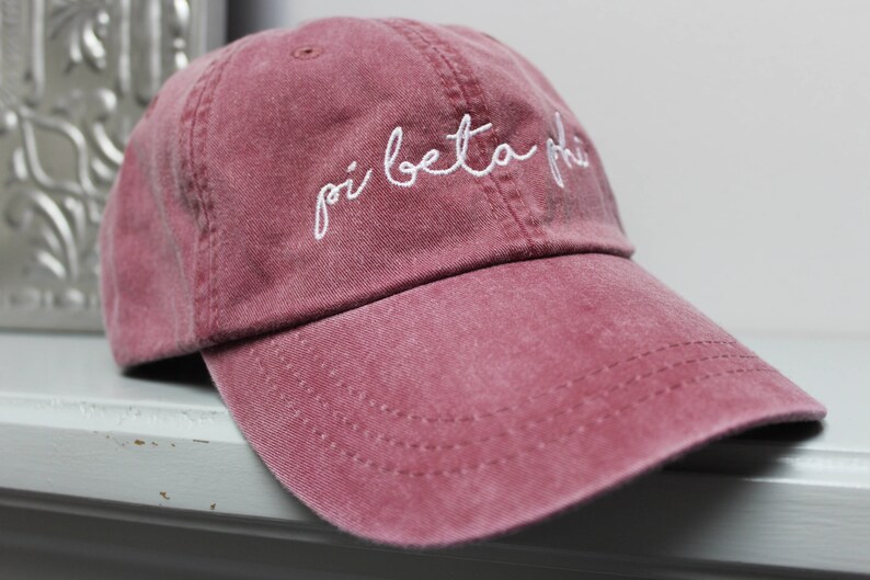 Burgundy Pi Beta Phi Hat Embroidered in White Script