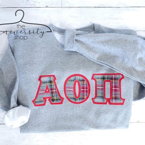 Alpha Omicron Pi | Alpha Omicron Pi Sewn Letters | AOPi | Sorority Sweatshirt | Sorority Sewn Letters | Alpha Omicron Pi Sweatshirt