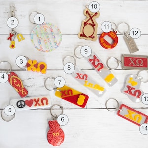 Sorority Keychains-Chi Omega | Sorority Sewn Letters | Sorority Sweatshirt | Chi Omega Gift | Chi Omega Letters | Sorority Gift | CO